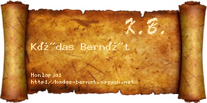 Kádas Bernát névjegykártya
